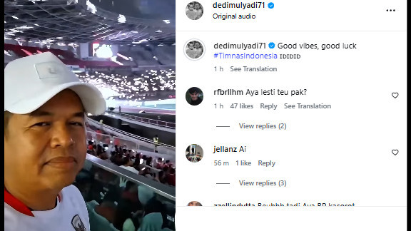 Dedi Mulyadi saksikan pertandingan Timnas Indonesia