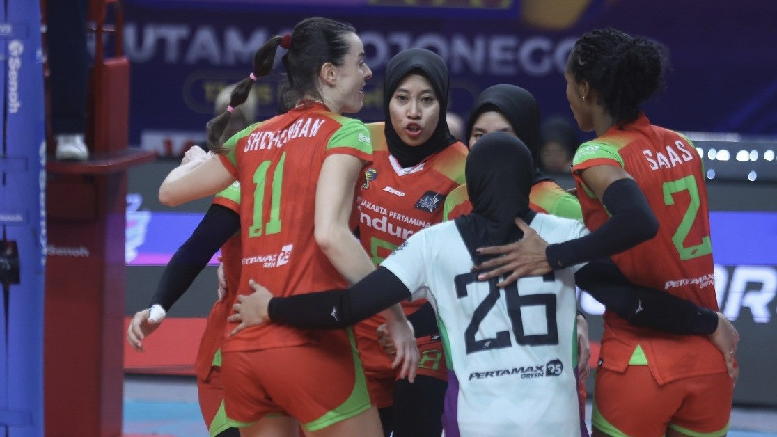 Megawati Hangestri bersama skuad Jakarta Pertamina Enduro di Proliga 2026