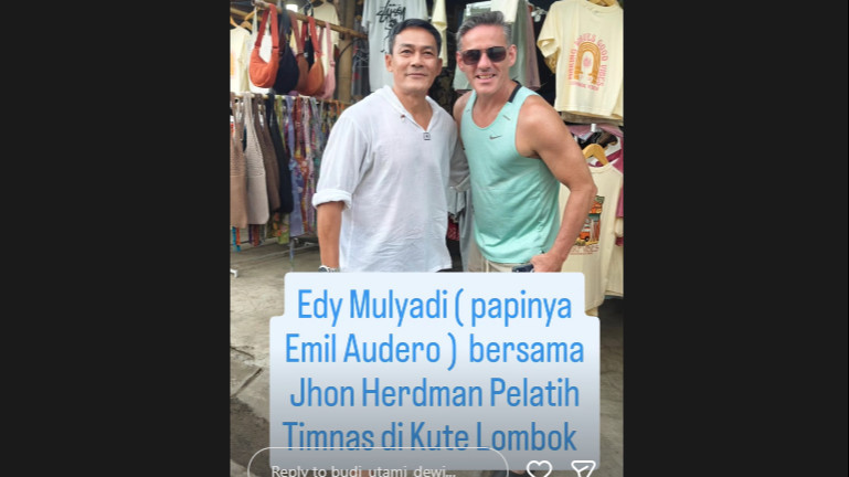 Pelatih Timnas Indonesia John Herdman bertemu ayah Emil Audero di Lombok
