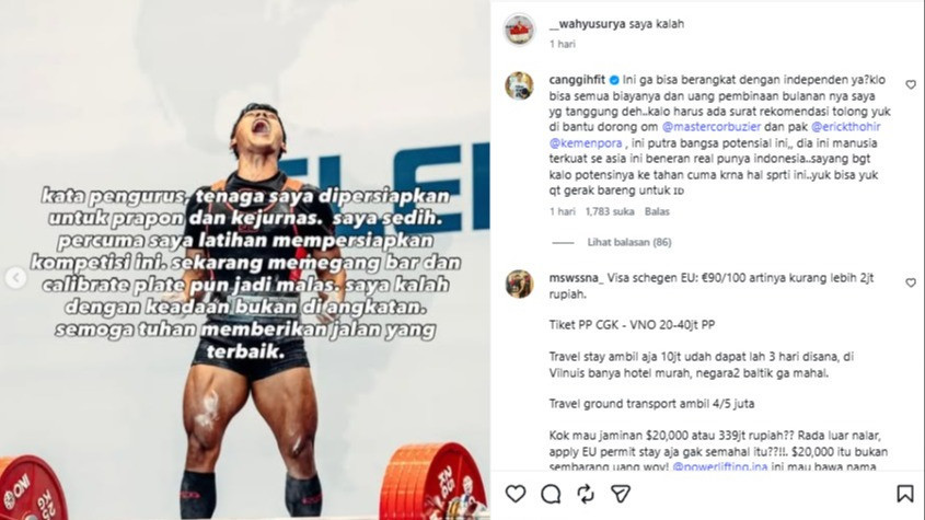 Media sosial tengah ramai soal atlet angkat berat asal Buleleng, Bali, I Gede Wahyu Surya Wiguna yang gagal turun di ajang Kejuaraan Dunia.