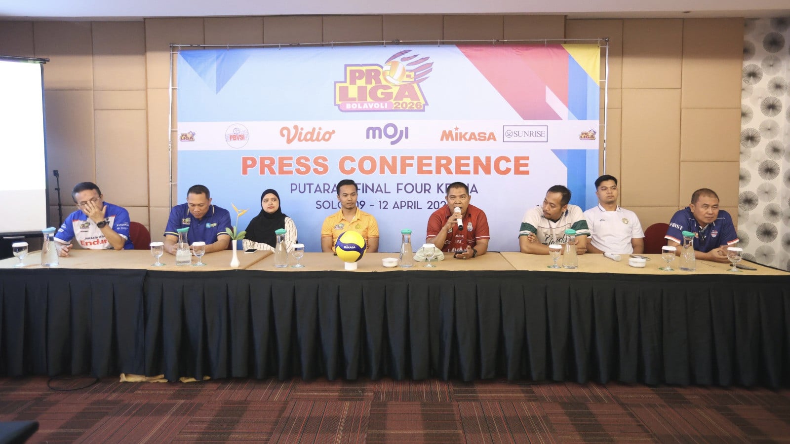 Sesi konferensi pers jelang final four Proliga 2026 seri Solo pada Rabu (8/4/2026).