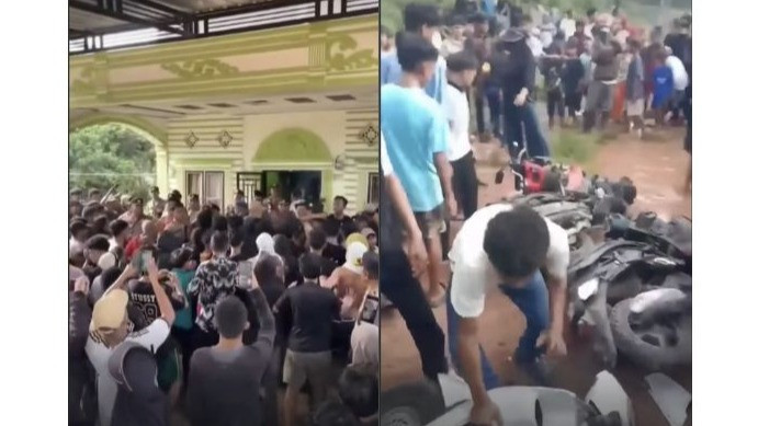 Ribuan Warga Geruduk Rumah Diduga Milik Bandar Narkoba di Rokan Hilir,  Perabotan hingga Lima Motor Dibakar