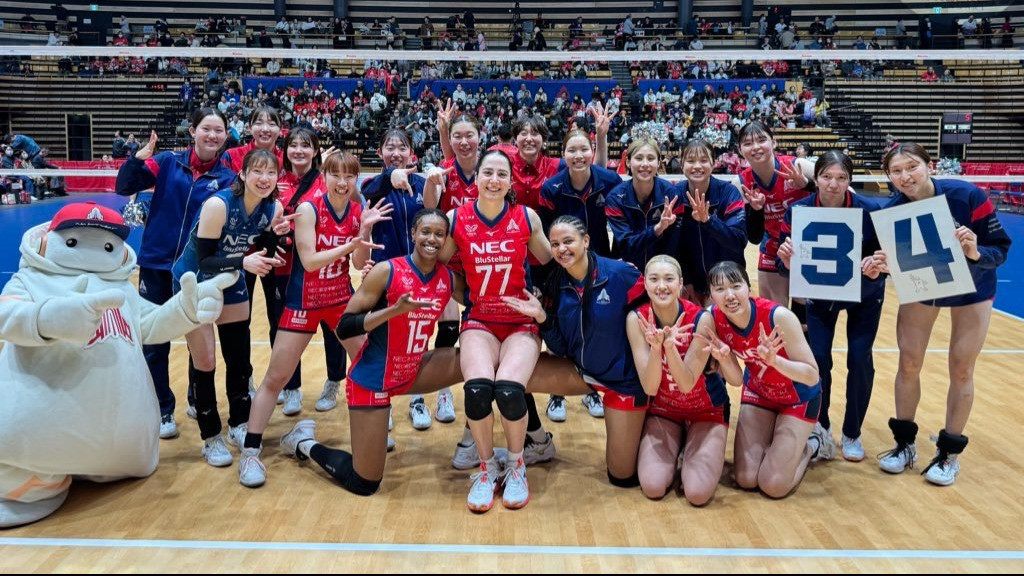 Giovanna Milana bersama skuad NEC Red Rockets Kawasaki di Liga Voli Jepang atau SV.League 2025-2026.