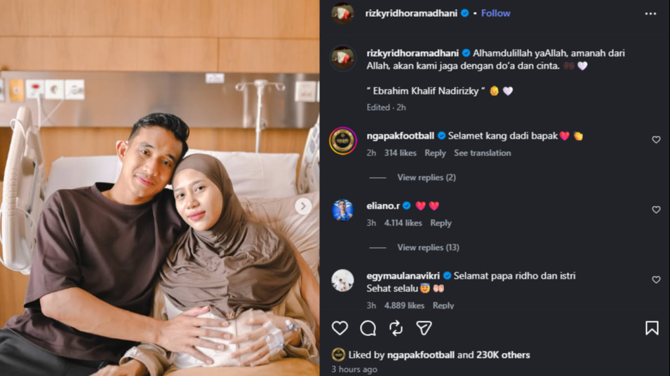 Bek Timnas Indonesia Rizky Ridho umumkan kelahiran anak pertama