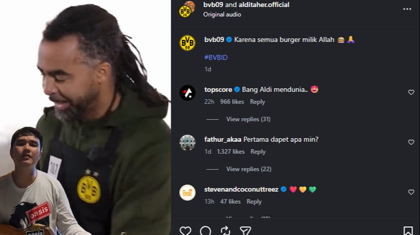 Aldi s Burger milik Aldi Taher mejeng di Instagram klub Jerman Borussia Dortmund