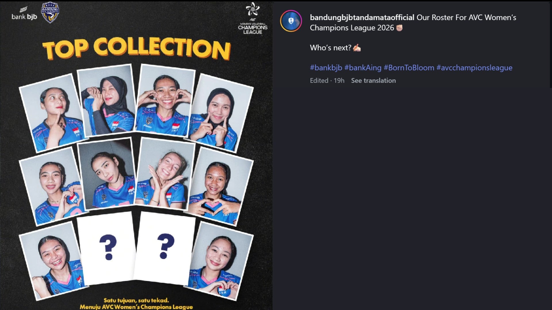 Bandung BJB Tandamata Umumkan Skuad untuk AVC Champions League 2026