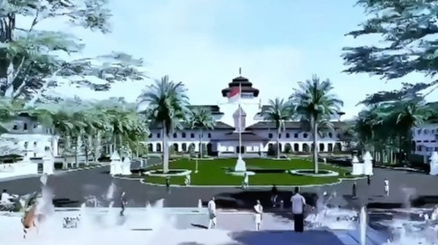 Gambaran hasil wajah baru revitalisasi penggabungan halaman Gedung Sate-Gasibu