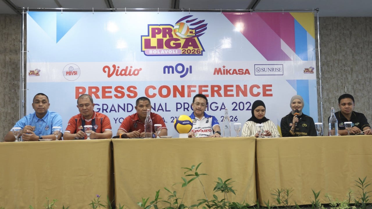 Sesi konferensi pers jelang grand final Proliga 2026, Senin (20/4/2026).