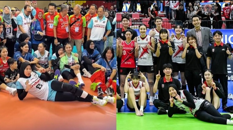 Pose foto Megawati Hangestri bersama JPE dan Red Sparks