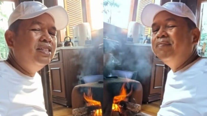 Gubernur Jawa Barat, Dedi Mulyadi (KDM) memasak dengan bahan utama kayu bakar