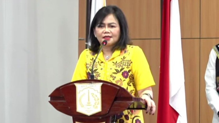 Kepala Badan Pendapatan Daerah (Bapenda) DKI Jakarta Lusiana Herawati dalam kegiatan Sosialisasi Peraturan Pajak Daerah di Jakarta, Kamis (23/4/2026).