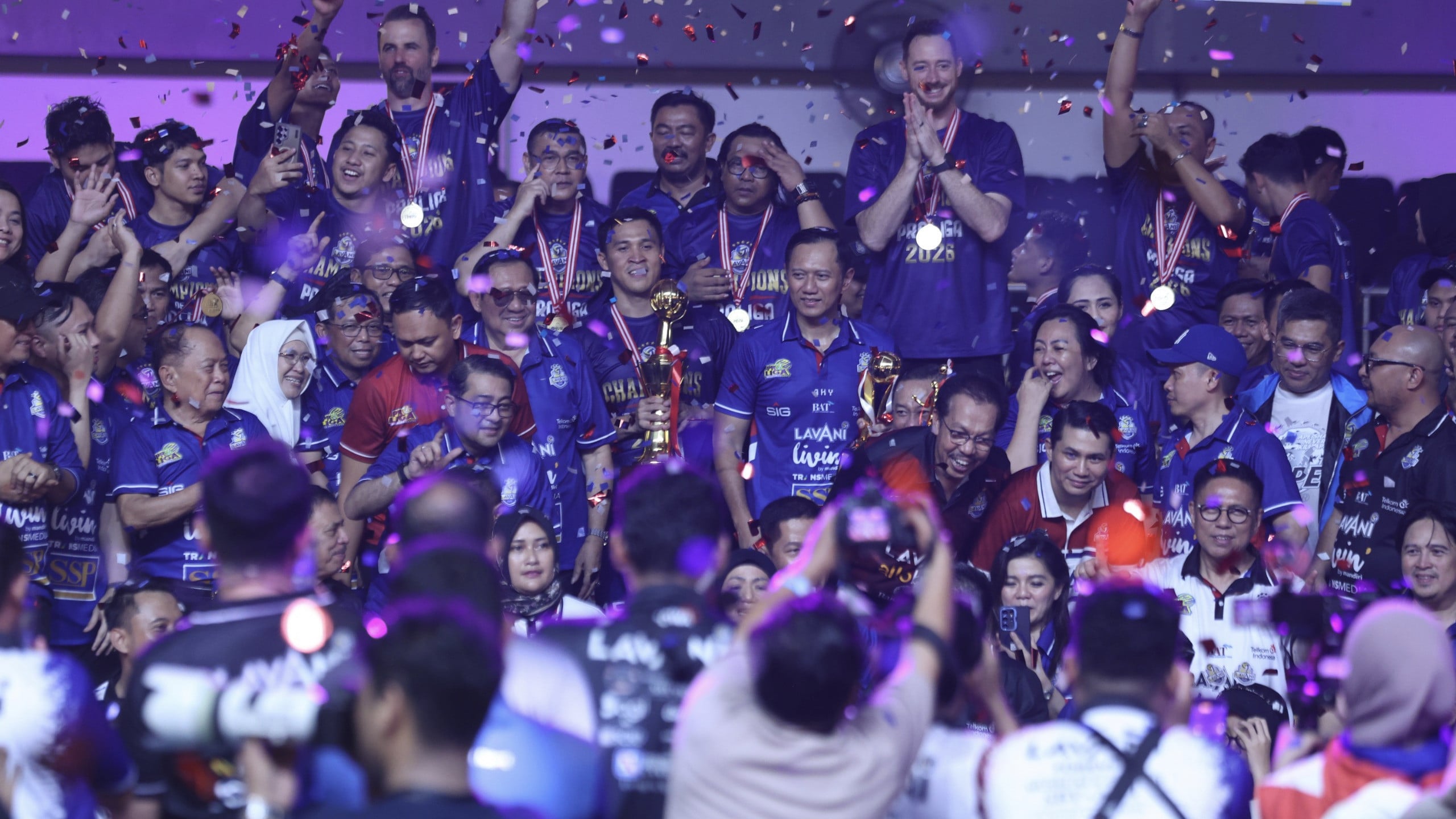 Selebrasi LavAni usai meraih gelar juara di Proliga 2026