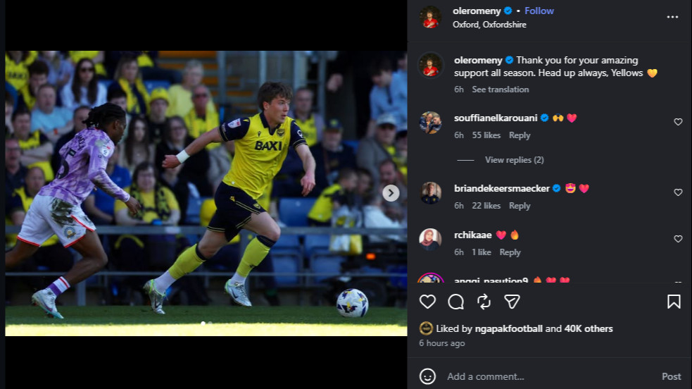 Ole Romeny Unggah Kata-kata Haru Setelah Oxford United Degradasi, Fans Malah Bilang Begini
            - galeri foto