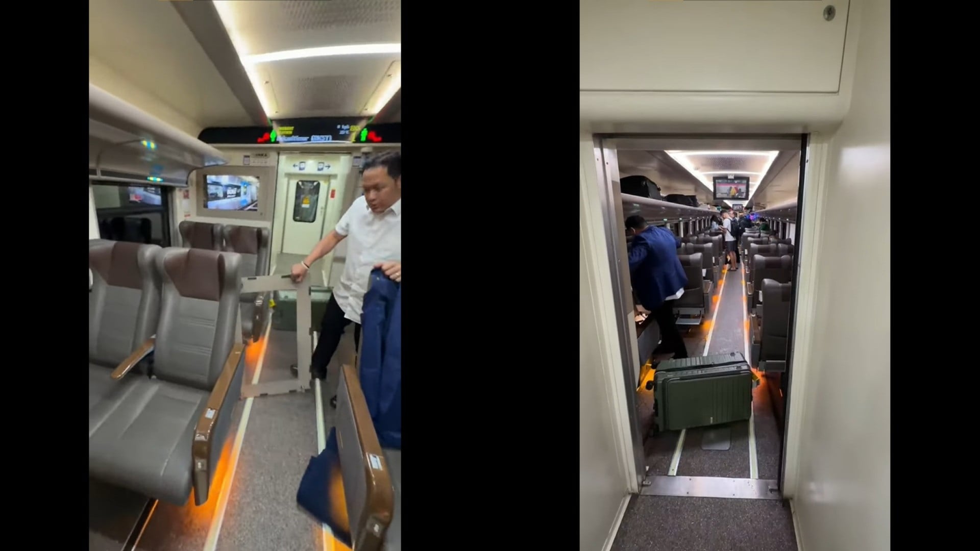 Suasana mencekam di dalam salah satu gerbong KA Argo Bromo Anggrek yang menghantam KRL di Stasiun Bekasi Timur, Senin (27/4/2026)