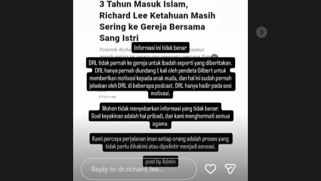 Bantahan Pihak Dokter Richard Lee Setelah Dituduh Masih Sering ke Gereja Meski Sudah Mualaf
            - galeri foto
