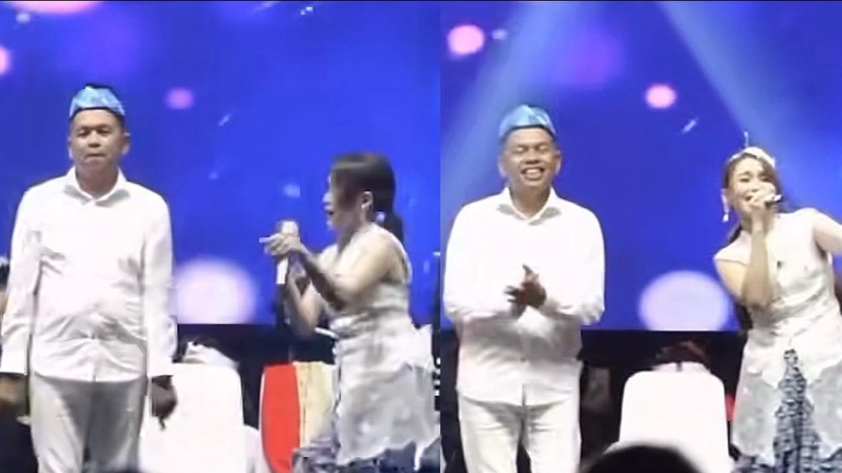 Dedi Mulyadi dan Ayu Ting Ting di acara HUT Depok