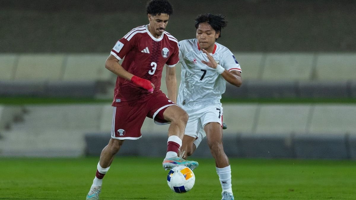 Aksi pemain Timnas Indonesia U-17 Dava Yunna di laga kontra Qatar