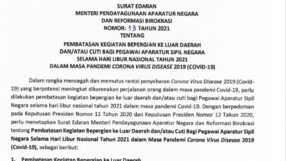 ASN Dilarang ke Luar Daerah Saat Libur Nasional 2021, Ini Alasannya
