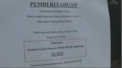 RSUD Sumedang Ditutup Imbas 7 Ruang Isolasi Pasien Covid-19 Penuh