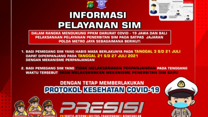 Masa Berlaku SIM Habis Saat PPKM Darurat? Warga Jakarta dan Pati Dapat Dispensasi