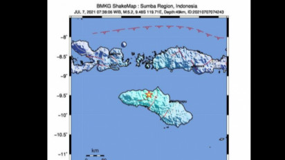 BMKG: Gempa Magnitudo 5,2 Guncang Sumba NTT