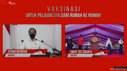 Presiden Tinjau Online Vaksinasi Serentak Pelajar SMP-SMA Episentrum Covid-19