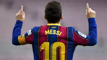 Striker Barcelona asal Argentina Lionel Messi.