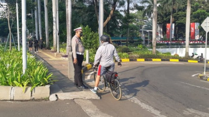 Polisi Cegah Warga yang Mau Olahraga di Kawasan Sudirman-Thamrin