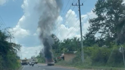 Mobil Bertangki Modif Terbakar Usai Mengisi BBM