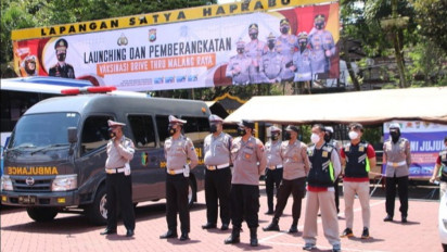 Polres Malang Raya Kompak Luncurkan Vaksinasi 'Drive Thru'