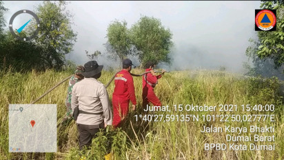 Tiga Hektare Lahan Gambut di Dumai Terbakar