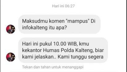 Akun IG Humas Polda Kalteng Teror Netizen karena Tulis "Mampus"