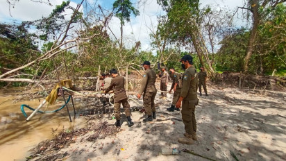 Membandel, Aktifitas Tambang Timah Ilegal di Belakang Hotel Mewah Digrebek Satpol PP Bateng