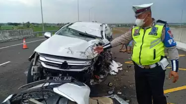 Kondisi mobil yang ditumpangi Vanessa Angel dan keluarga