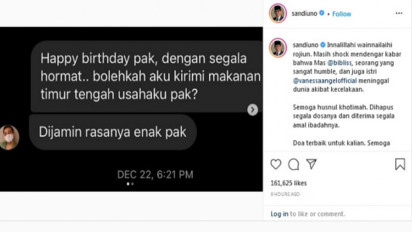 Vanessa Angel dan Suami Kecelakaan, Sandiaga Uno Doakan Husnul Khotimah
