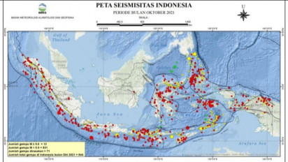 BMKG Catat 844 Kali Aktivitas Gempa Terjadi dI Indonesia Selama Oktober 2021