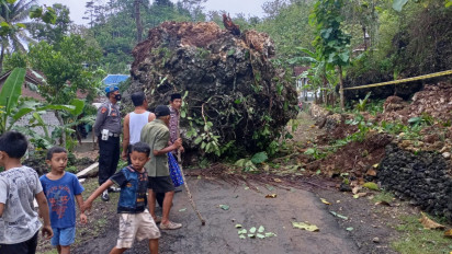 Longsor di Gunungkidul, Batu Raksasa Jatuh dari Tebing dan Menutup Akses Jalan