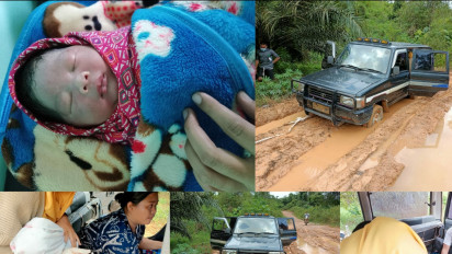 Ibu Ini Terpaksa Melahirkan di Dalam Mobil, Usai Terjebak Kubangan Lumpur Saat Menuju Puskesmas