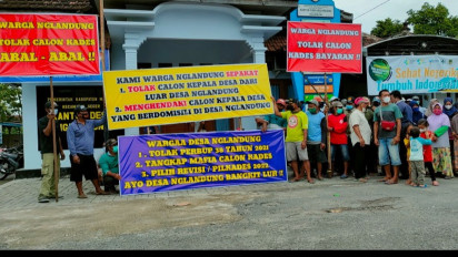 Ratusan Warga di Madiun 'Geruduk' Kantor Desa, Tolak Peserta Calon Kades dari Luar Daerah