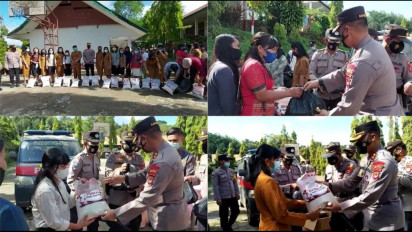 Hari Guru, Enam Bulan Guru Kontrak di Tana Toraja Belum Mendapat Honor, Polres Tana Toraja Bagikan Sembako ke Guru Kontrak