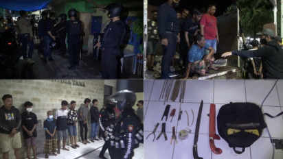 Sering Tawuran, Sepuluh Terduga Pelaku Tawuran di Makassar Dibekuk Polisi, Sejumlah Barang Bukti  Turut Disita