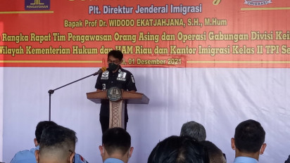 Dirjen Imigrasi Kemenkumham RI Bersama UPT Imigrasi Kelas II TPI Selat Panjang Gelar Operasi Gabungan Pengawasan WNA