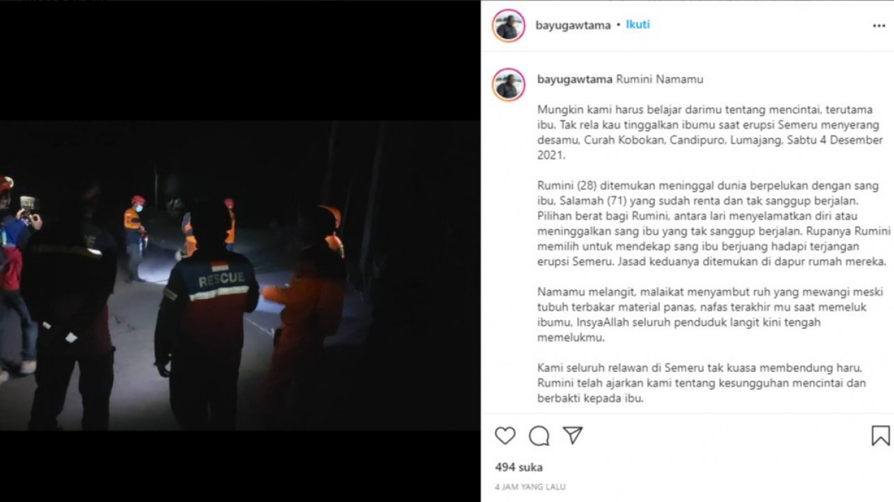 Viral, Curahan Hati Relawan Semeru Temukan Jenazah Ibu dan Anak
            - galeri foto