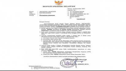 ASN dan Pegawai Kontrak Pemkab Pesisir Selatan Diancam Tak Terima Tunjangan Serta Honor Jika tak Bawa Lima Warga Untuk Divaksin