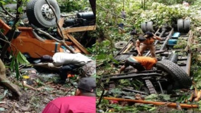Rem Blong, Truk Terjun Ke Jurang Dua Penumpang Tewas