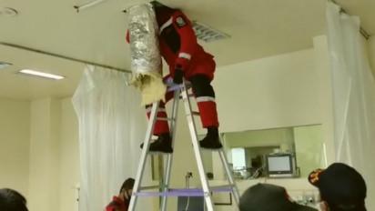 Ular Piton 5 Meter yang Berkeliaran di Rumah Sakit Wahidin, Petugas Damkar Makassar Turun Tangan