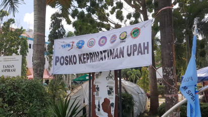 Aliansi Buruh Kota Batam, Bangun Posko Keperihatinan Upah di Taman Aspirasi