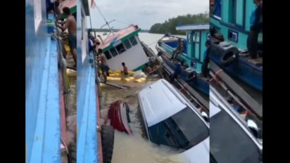 Kapal Pengangkut Kendaraan Tenggelam di Sungai Kayan Bulungan