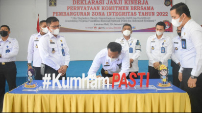 Hindari Korupsi, Rutan Labuhan Deli Deklarasi Janji Kinerja Kerja Tahun 2022