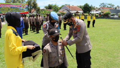 Jelang Pembukaan Kantor Polres Pangandaran, Puluhan Bintara Jalani Pembaretan
